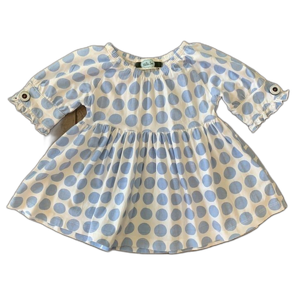 Matilda Jane White Top with Blue Polka Dots 12-18M